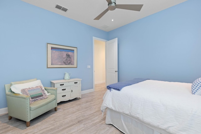 15 Cypresswood Dr, Palm Coast, FL 32137 - bedroom featuring visible vents, a ceiling fan, light wood-style flooring, and baseboards
