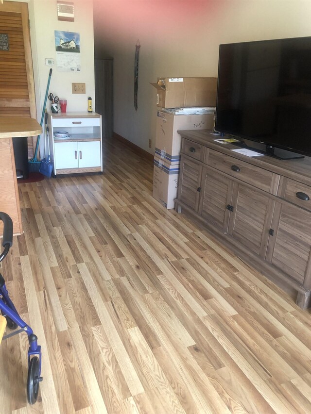 kitchen with light wood-type flooring