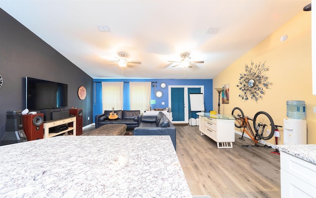 4420 Cedar Ford Blvd, Hastings, FL 32145 - living room with ceiling fan and light wood finished floors