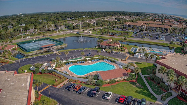 bird's eye view featuring a water view