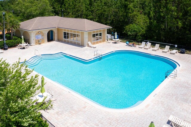 view of pool featuring a patio