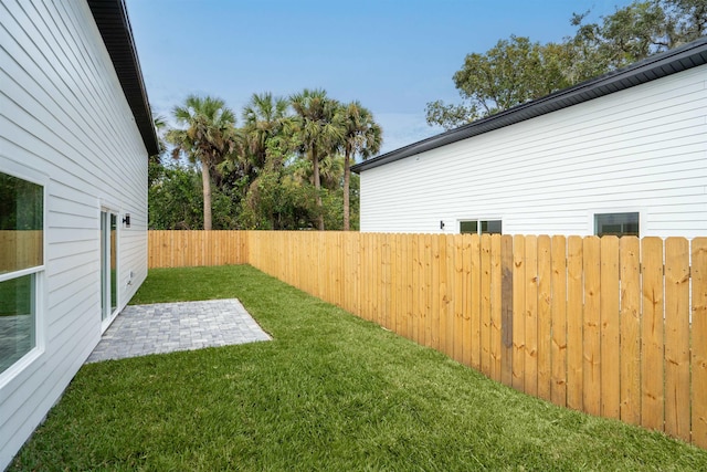 view of yard with a patio area