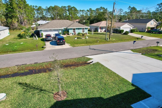 view of yard with a garage