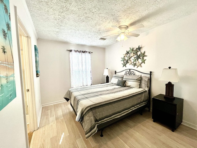 5961 S A1A, Saint Augustine, FL 32080 - bedroom featuring light wood-style flooring, a textured ceiling, and ceiling fan