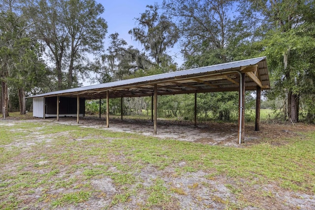 exterior space featuring a carport