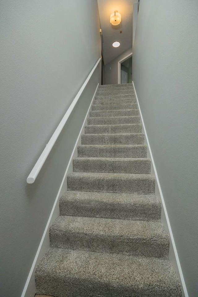 stairs with carpet flooring