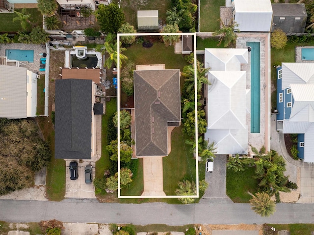 drone / aerial view with a residential view