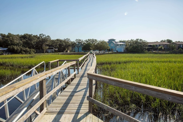 view of dock featuring a water view