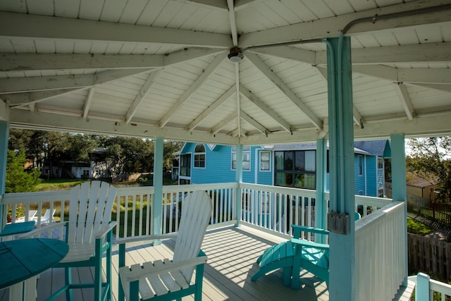 wooden deck featuring a gazebo