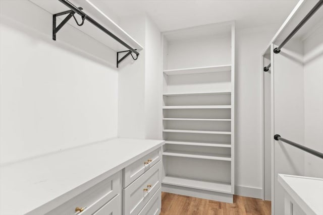 walk in closet featuring light wood-style floors