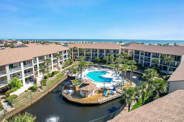 850 A1A Beach Blvd Unit 74, Saint Augustine Beach, FL 32080 - aerial view of a nearby body of water, a pool, and apartment complex