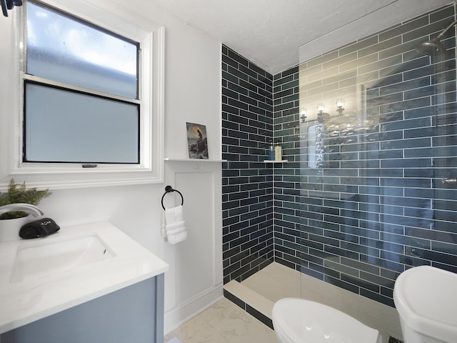 1221 A1A S, Saint Augustine, FL 32080 - full bath with marble finish floors, a tile shower, and vanity