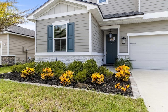 entrance to property with a garage