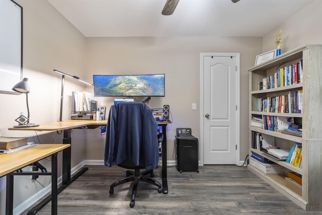 4250 Division St, Hastings, FL 32145 - office with dark wood-type flooring, ceiling fan, and baseboards