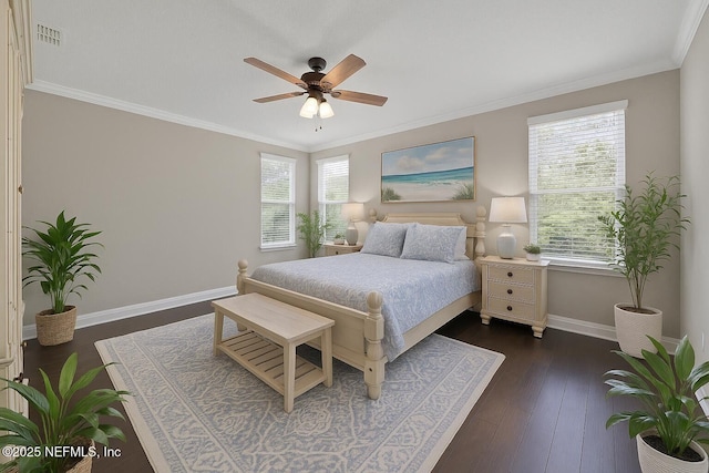 2790 Las Calinas Blvd, Saint Augustine, FL 32095 - bedroom with dark wood finished floors, ornamental molding, and a ceiling fan