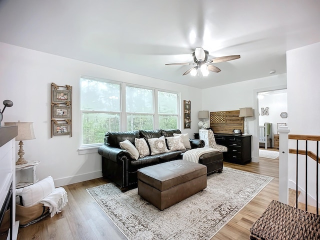 8975 Reid Packing House Rd, Hastings, FL 32145 - living room featuring ceiling fan and light wood-style floors