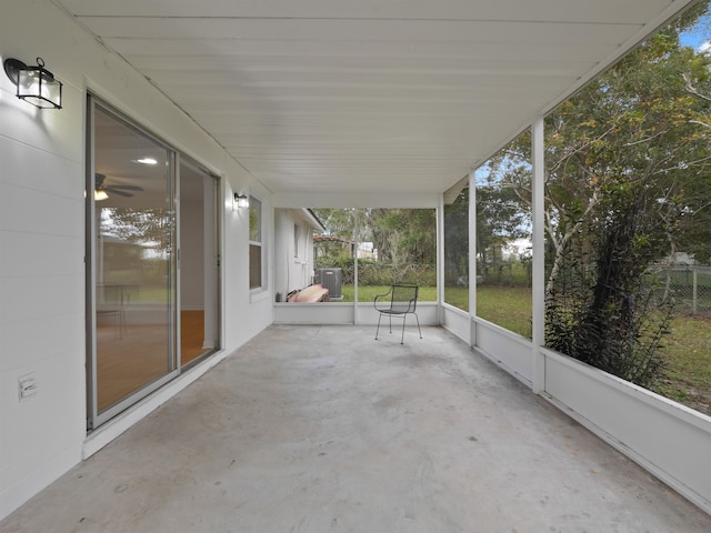 view of unfurnished sunroom