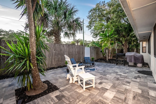 view of patio featuring grilling area and a fenced backyard