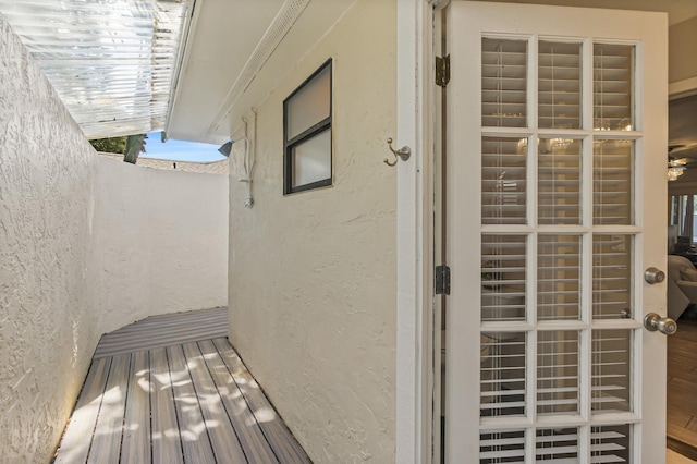 exterior space with stucco siding