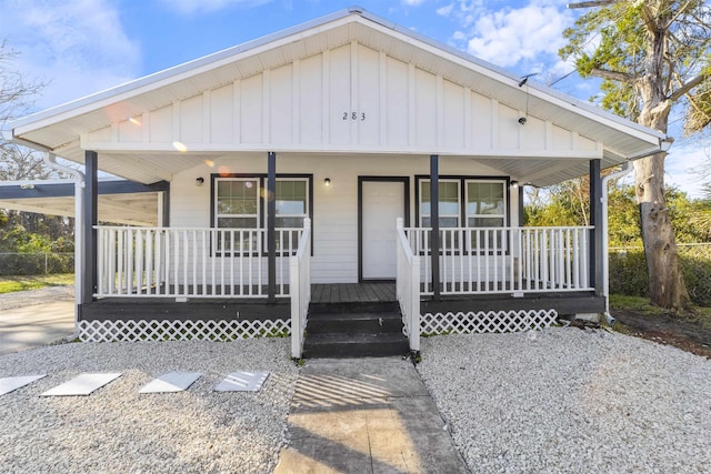 view of front of property with a porch and board and batten siding