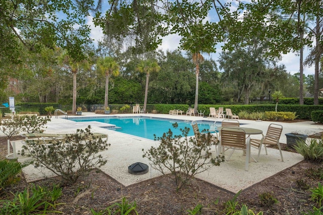 view of swimming pool with a patio area