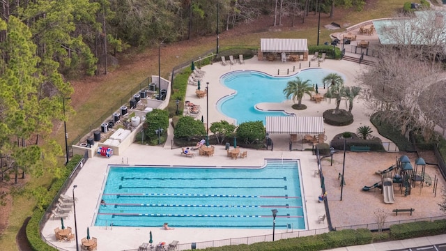 view of pool featuring a patio area