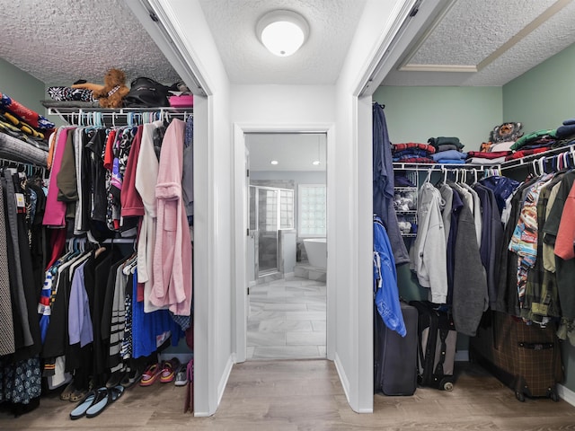 walk in closet featuring hardwood / wood-style floors