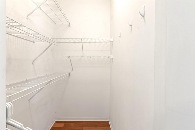 walk in closet featuring wood finished floors