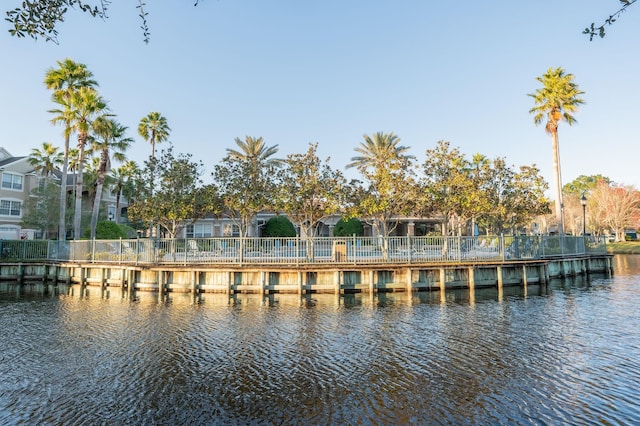 dock area featuring a water view