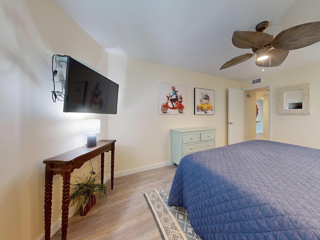 301 Premier Vista Way, Saint Augustine, FL 32080 - bedroom featuring baseboards, a ceiling fan, visible vents, and light wood-type flooring