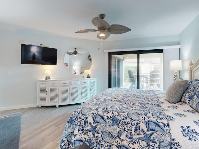 301 Premier Vista Way, Saint Augustine, FL 32080 - bedroom featuring a ceiling fan, baseboards, access to outside, and wood finished floors