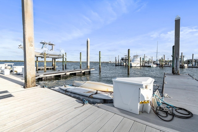 view of dock featuring a water view