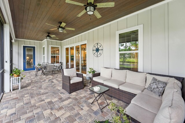 213 Pescado Dr, Saint Augustine, FL 32095 - view of patio / terrace featuring outdoor lounge area, outdoor dining area, and ceiling fan