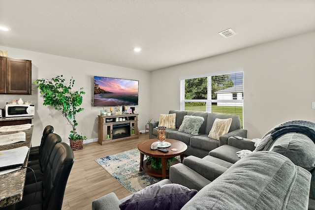 living room featuring light hardwood / wood-style flooring