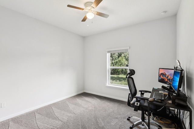 295 Deerfield Meadows Cir, Saint Augustine, FL 32086 - home office featuring carpet and a ceiling fan