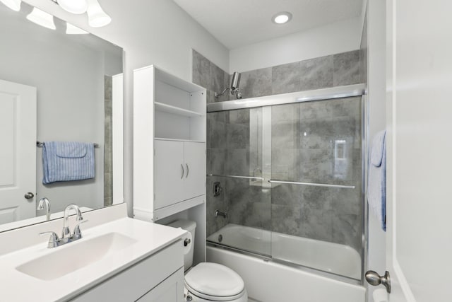 295 Deerfield Meadows Cir, Saint Augustine, FL 32086 - bathroom featuring vanity, shower / bath combination with glass door, and recessed lighting