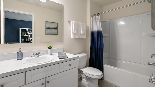 full bathroom with vanity, toilet, and shower / bath combo