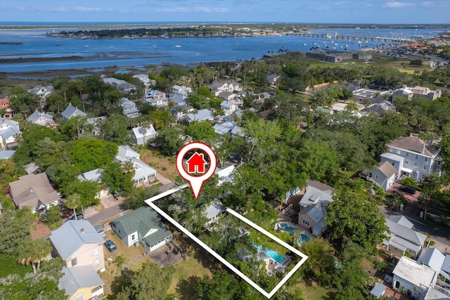 48 Osceola St, Saint Augustine, FL 32084 - drone / aerial view featuring a water view and a residential view