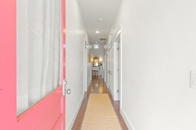 48 Osceola St, Saint Augustine, FL 32084 - corridor featuring visible vents, wood finished floors, baseboards, and recessed lighting
