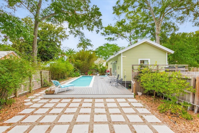 48 Osceola St, Saint Augustine, FL 32084 - view of pool featuring a deck, a fenced in pool, and a fenced backyard