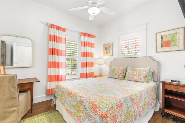 48 Osceola St, Saint Augustine, FL 32084 - bedroom with a ceiling fan, baseboards, and wood finished floors