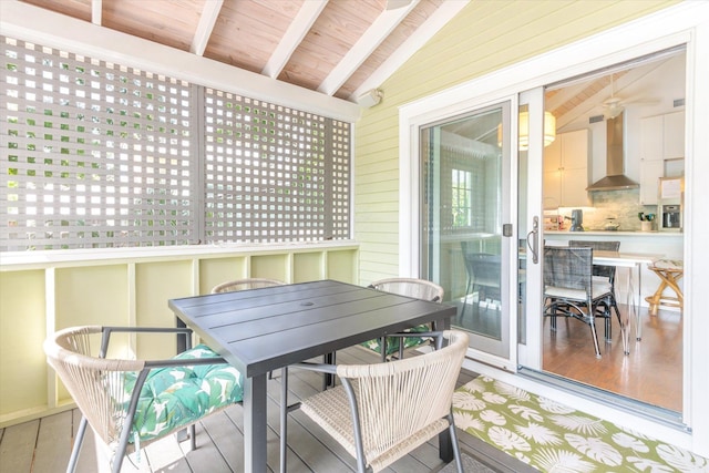 48 Osceola St, Saint Augustine, FL 32084 - sunroom / solarium featuring outdoor dining area and beamed ceiling