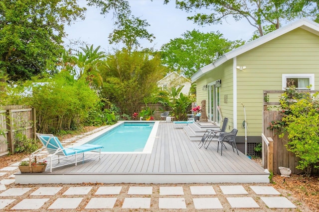 48 Osceola St, Saint Augustine, FL 32084 - view of pool featuring a fenced backyard, a deck, and a fenced in pool