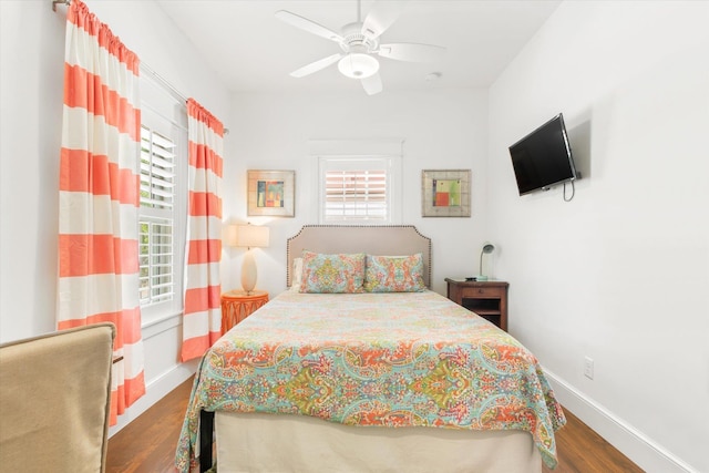 48 Osceola St, Saint Augustine, FL 32084 - bedroom featuring wood finished floors, baseboards, and ceiling fan