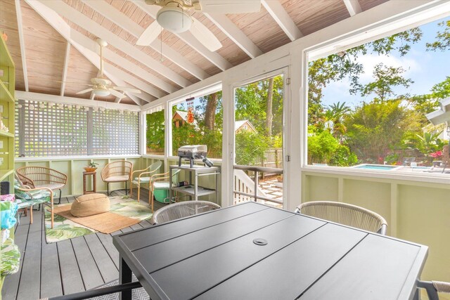 48 Osceola St, Saint Augustine, FL 32084 - sunroom featuring a wealth of natural light, outdoor dining area, and ceiling fan