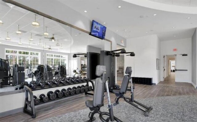 46 Curved Bay Trl, Ponte Vedra, FL 32081 - exercise room with wood finished floors and recessed lighting