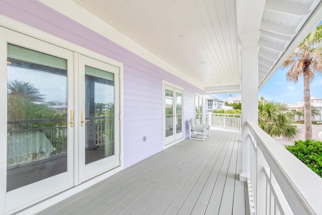 deck featuring french doors