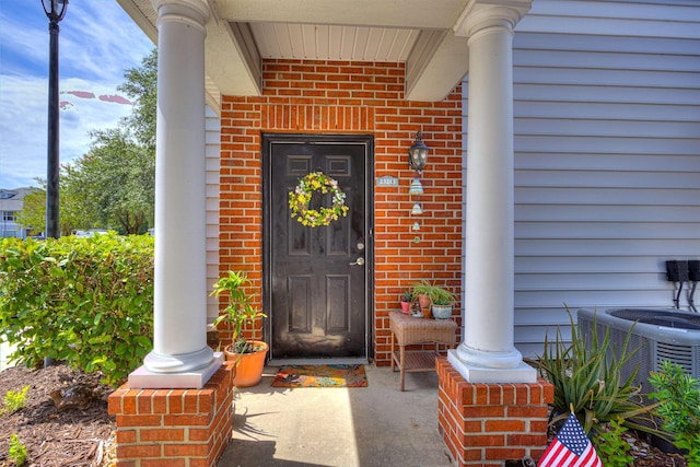 property entrance with central air condition unit