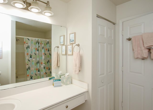 23213 Harbour Vista Cir, Saint Augustine, FL 32080 - bathroom with vanity and shower / bath combination with curtain