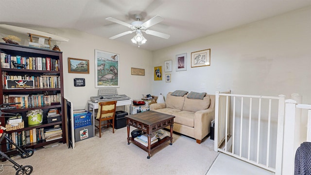 23213 Harbour Vista Cir, Saint Augustine, FL 32080 - living area featuring light colored carpet and ceiling fan